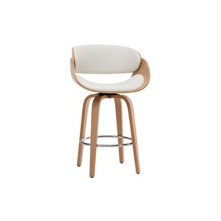 Tabouret De Bar Pivotant Blanc Et Bois Clair 65 Cm Bent