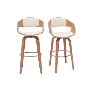 Tabourets De Bar Scandinaves Pivotants 360° En Bois Clair H65 Cm (lot De 2) Gao