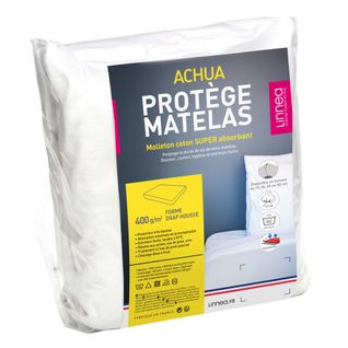 Protège Matelas 180x200 Cm Achua Molleton Coton 400g/m2 Bonnet 30cm