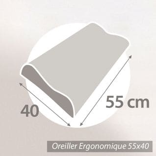 Oreiller Ergonomique 55x40 Cm Pilo Visco-végétal à Mémoire De Forme