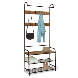 Vestiaire D'entrée Pedro 79 Cm Bois Et Noir Design Industriel