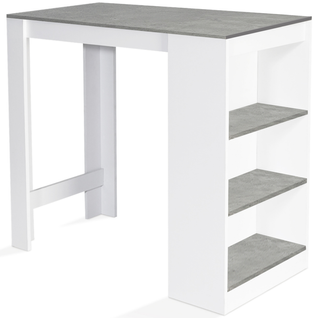 Table De Bar Barth 2 à 4 Personnes Bois Blanc Plateau Effet Béton