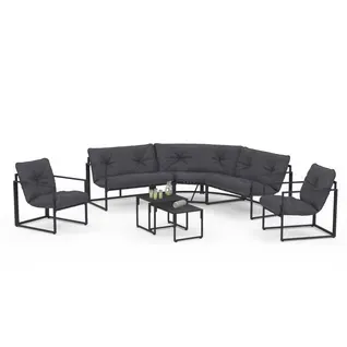 Salon De Jardin Bas Nairobi 8 Places Salon D'angle En Acier Gris Anthracite