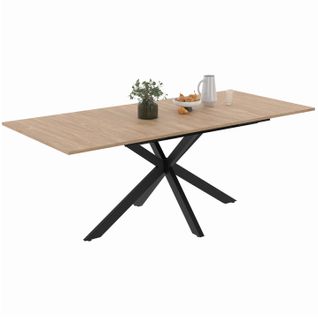 Table à Manger Extensible Rectangle Alix 6-10 Personnes Bois Et Noir 160-200 Cm