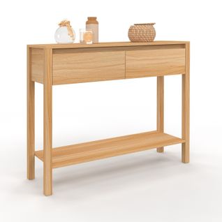 Console 2 Tiroirs Toscane 1 Étagère Effet Teck