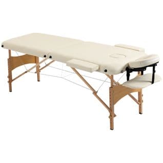 Table De Massage Pliante 2 Zones Avec Sac Et Accessoires Crème