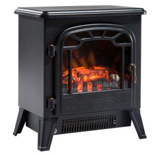 Cheminée Electrique Radiateur Imitation Flamme Avec Réglage Luminosité  900 W / 1800 W Noir