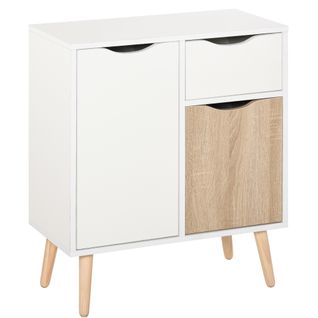 Meuble De Rangement Scandinave 2 Placards Tiroir Blanc Chêne Clair