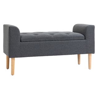 Banquette Coffre De Rangement 2 En 1 Chesterfield Aspect Lin Gris