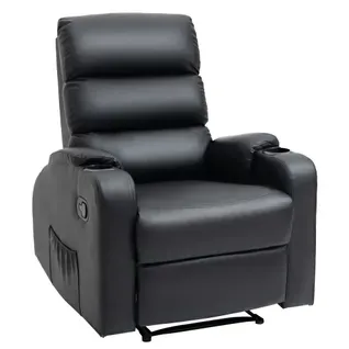 Fauteuil Relax Inclinable Revêtement Synthétique Noir