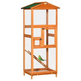 Volière Cage à Oiseaux Multi-équipée Bois Sapin Pré-huilé
