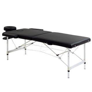 Table De Massage Pliable 3 Zones Réglable Alu. Synthétique Pvc Noir