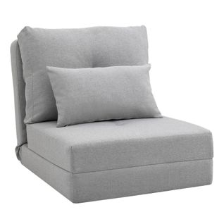 Chauffeuse Dossier Inclinable - 2 Coussins Inclus - Tissu Gris