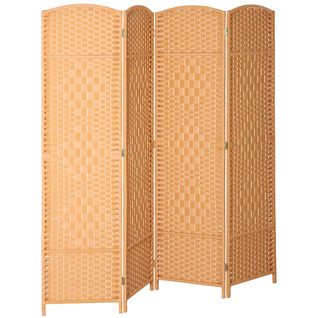 Paravent Intérieur En Bois 4 Panneaux 180 X 180 Cm Séparateur De Pièce Pliable Bois