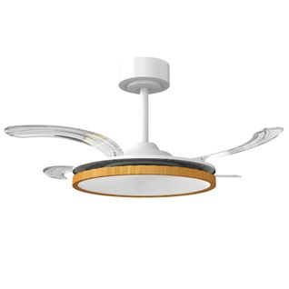 Ventilateur De Plafond Avec Lumière Pales Rétractables Acier Naturel