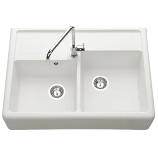 évier Timbre D'office Granit Blanc Cassé Kümbad Kiwi 2 Bacs