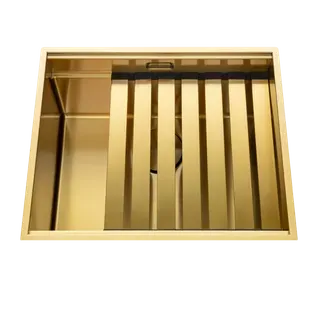 Évier Sous-plan Inox Pvd Doré Luisina Legato+ 1 Bac 550x450 - Égouttoir Planche Cache Bonde Inclus