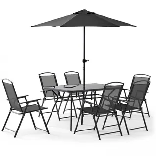 Salon De Jardin 6 Places ensemble table + 6 chaises + Parasol