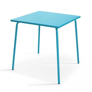 Palavas - Table De Jardin Carrée En Métal Bleu
