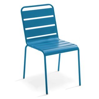 Palavas - Chaise De Jardin En Métal Bleu Pacific