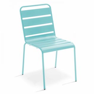 Palavas - Chaise De Jardin En Métal Turquoise