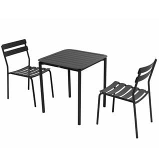 Ensemble Table De Terrasse 70cm Et 2 Chaises Noir