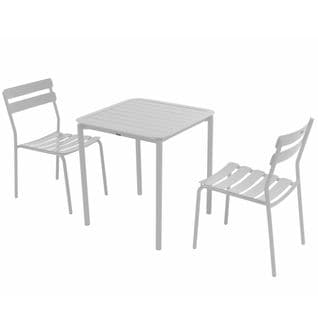 Ensemble Table De Terrasse 70cm Et 2 Chaises Blanc