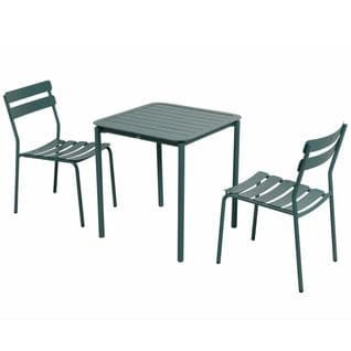 Ensemble Table De Terrasse 70cm Et 2 Chaises Vert Foncé