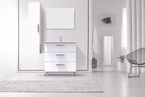 Meuble De Salle De Bain à Poser Pallas - 80cm - Blanc - Mélaminé