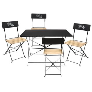 Ensemble Table Repas Pliante + 4 Chaises Pliantes Noires - Malam