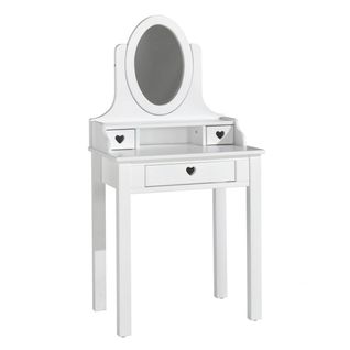 Coiffeuse 3 Tiroirs Blanche Avec Miroir Inclinable - Milady