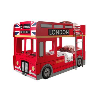 Lits Superposés 90x200cm Style Bus Londres Avec LEDs - Soho