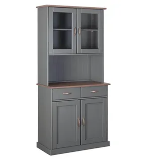 Buffet Vaisselier 4 Portes 2 Tiroirs Coloris Gris - Melina