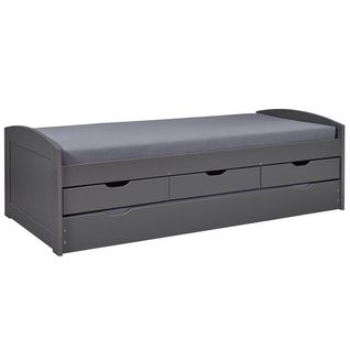 Lit Gigogne 90x200cm + 3 Tiroirs Vernis Gris - Stradi