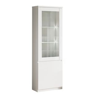 Vitrine Droite Laquée Blanc Brillant Avec LEDs - Deyton