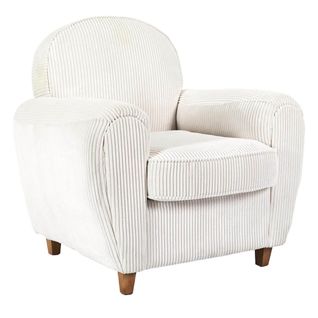 Fauteuil Club Tissu Velours Côtelé Beige - Gandy