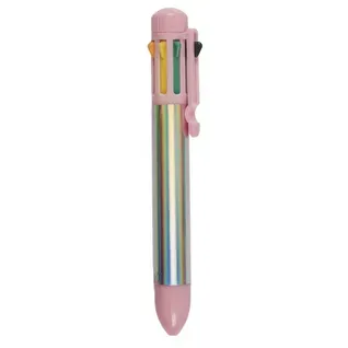 Stylo 8 Couleurs Funny Rose Et Argent