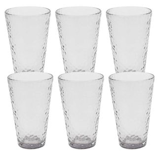 Set De 6 Verres 34cl En Verre Martelé Gris Fumé