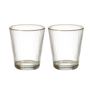 Set De 2 Verres 30cl En Verre Avec Stries Et Liseré Doré