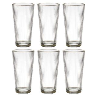 Set De 6 Verres 40cl En Verre Avec Stries Et Liseré Doré