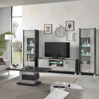 Ensemble Salon Complet Gris Aspect Béton - Hoffman