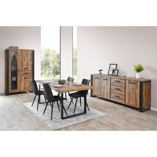 Ensemble Séjour Aspect Bois Et Métal Avec Table 200cm - Kora