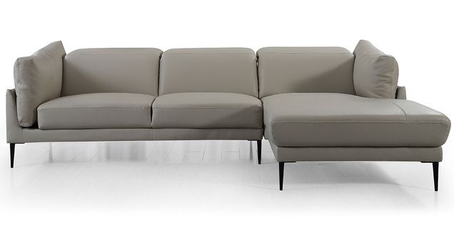 Canapé D'angle En Cuir Kendy Beige - Angle Droit