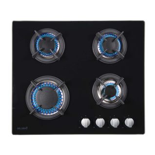 Btg4z-f01vno - Plaque De Cuisson Gaz 4 Feux Verre Noir - Grille Fonte