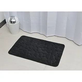 Tapis De Salle De Bain Noir En Microfibre à Mémoire De Forme 50 X 80 Cm