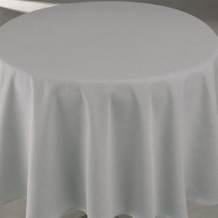 Nappe Déperlante Anti-taches - Effet Lin Pour Table Ronde - 160x160 Cm - Gris Perle