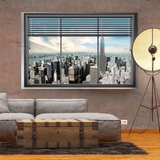 Papier Peint Fenêtre De New York 300 X 210 Cm Gris
