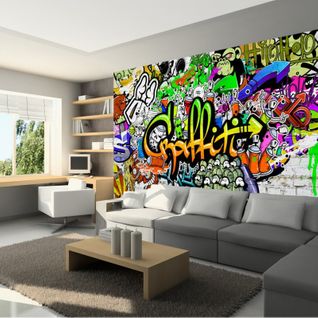 Papier Peint Graffitis Sur Le Mur 250 X 175 Cm Multicolore