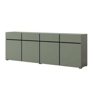 Buffet XL Coloris Vert Sauge 225cm Collection Havana. Bahut  Design Avec 4 Portes Et 4 Tiroirs.