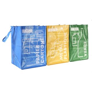 Lot De 3 Sacs De Tri "lavable" 40cm Multicolore